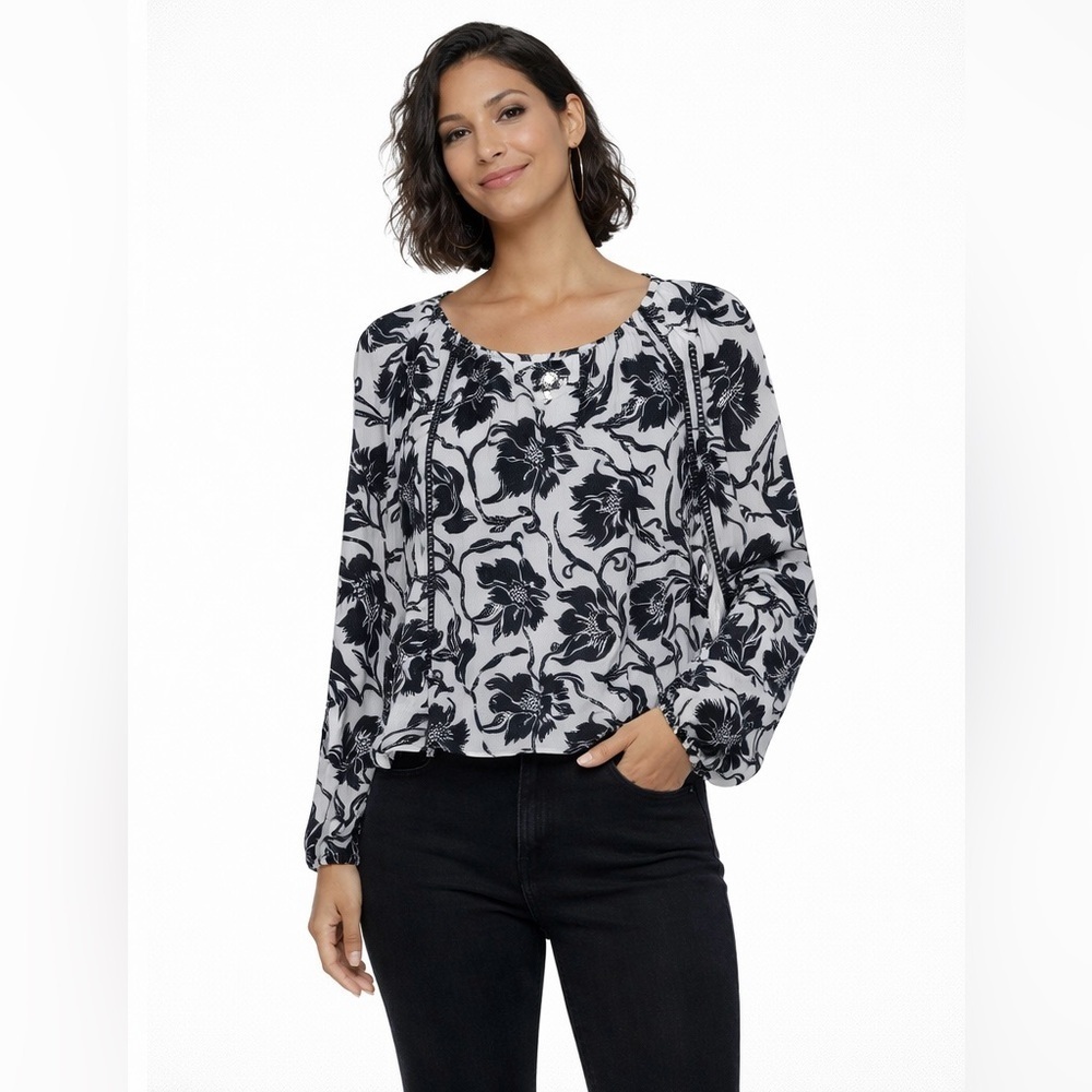 🖤 INC Semi Sheer Floral Blouse
